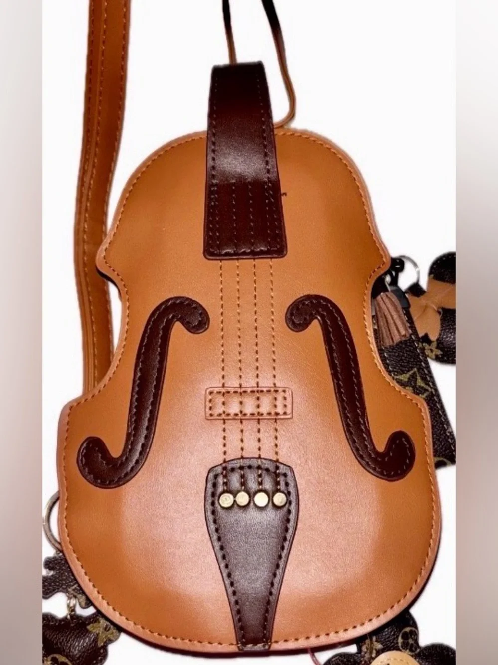 $10 NWT Violin-Shaped Crossbody Bag with Dark Brown Strap - Picture 2 of 5